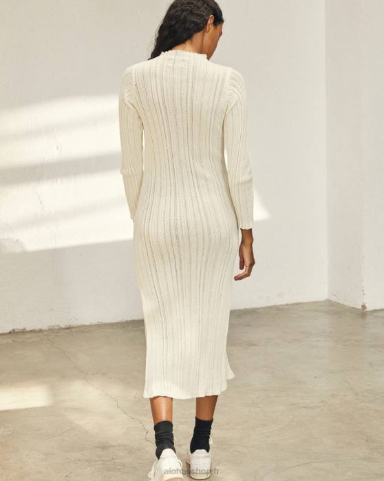 femmes Ivoire P64N648 Alohas donna - robe en maille blanche