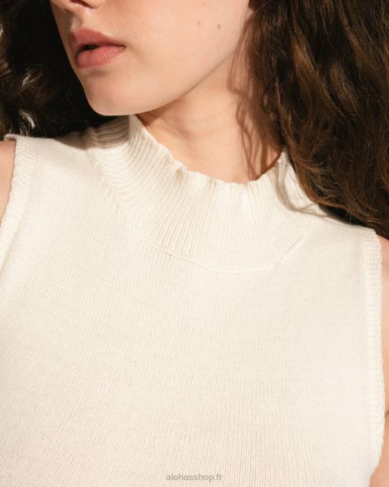 femmes Ivoire P64N669 Alohas idole - robe en maille blanche
