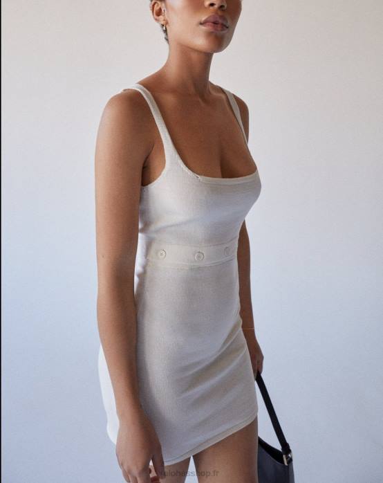 femmes Ivoire P64N859 Alohas boutons prêts - robe en maille blanche