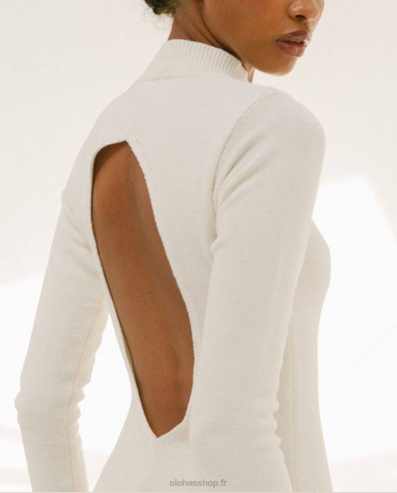 femmes Ivoire P64N873 Alohas conquête - robe en maille blanche