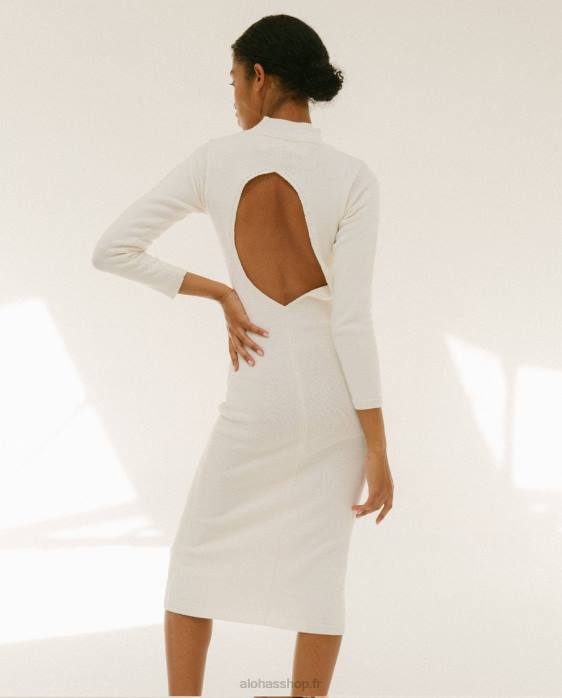 femmes Ivoire P64N873 Alohas conquête - robe en maille blanche