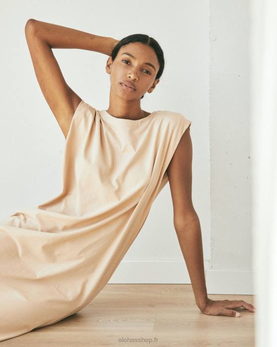 femmes beige amande grillée P64N912 Alohas lossy - robe en coton beige