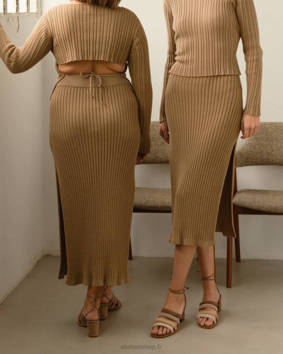 femmes chameau P64N671 Alohas wise - jupe en maille marron
