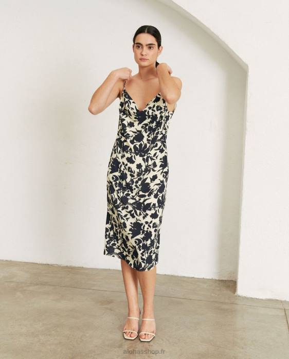femmes jardin noir blanc P64N704 Alohas sauvage - robe noire et blanche