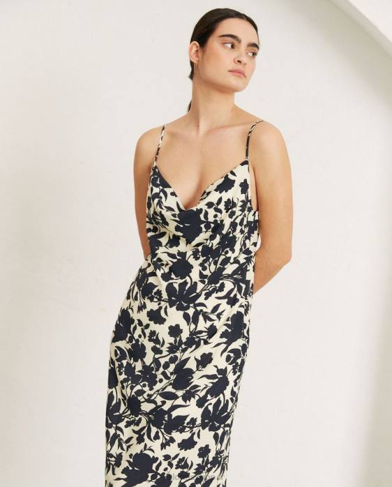 femmes jardin noir blanc P64N704 Alohas sauvage - robe noire et blanche