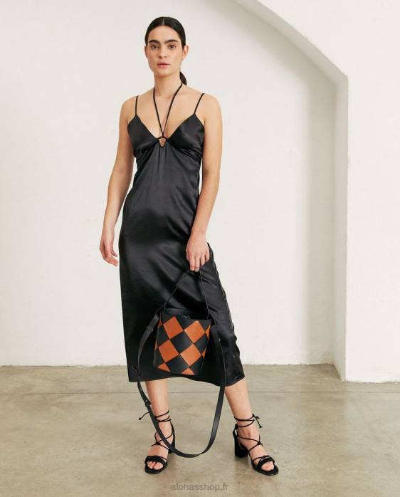 femmes noir P64N791 Alohas oiseau de nuit - robe noire