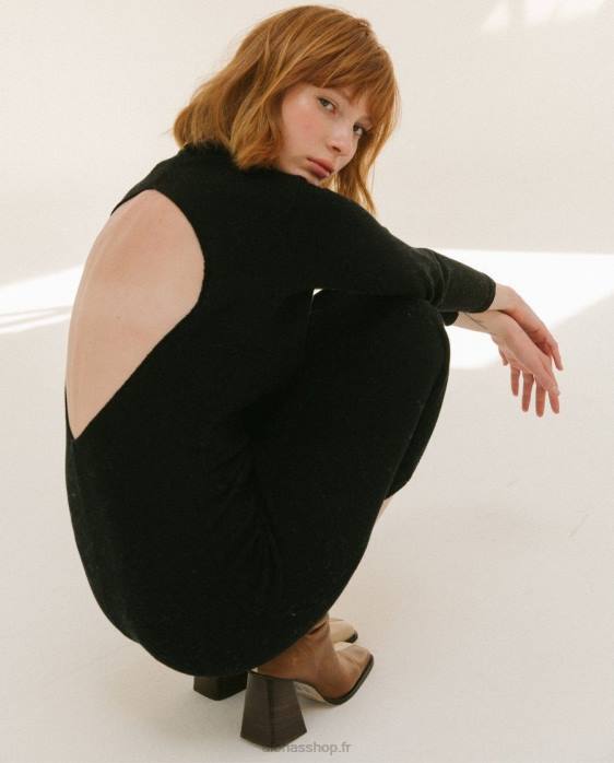 femmes noir P64N874 Alohas conquête - robe en maille noire