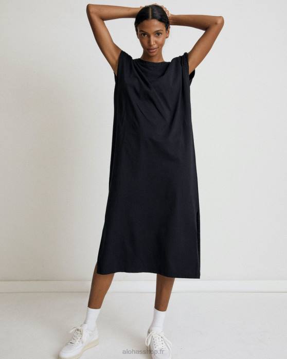 femmes noir P64N911 Alohas lossy - robe en coton noir