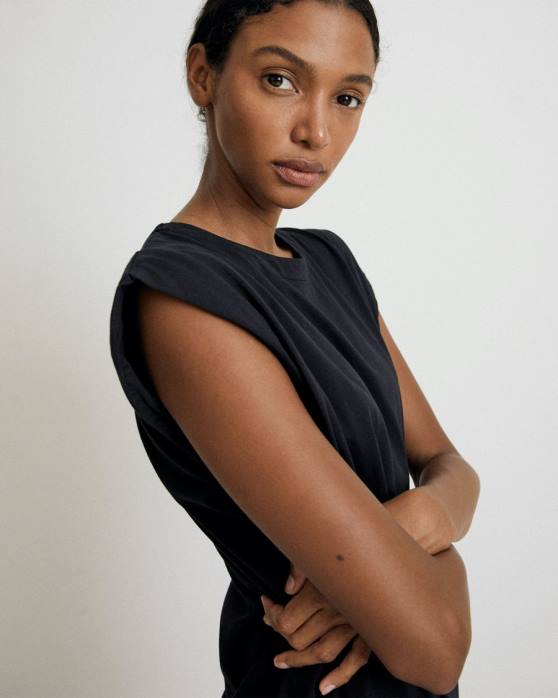 femmes noir P64N911 Alohas lossy - robe en coton noir