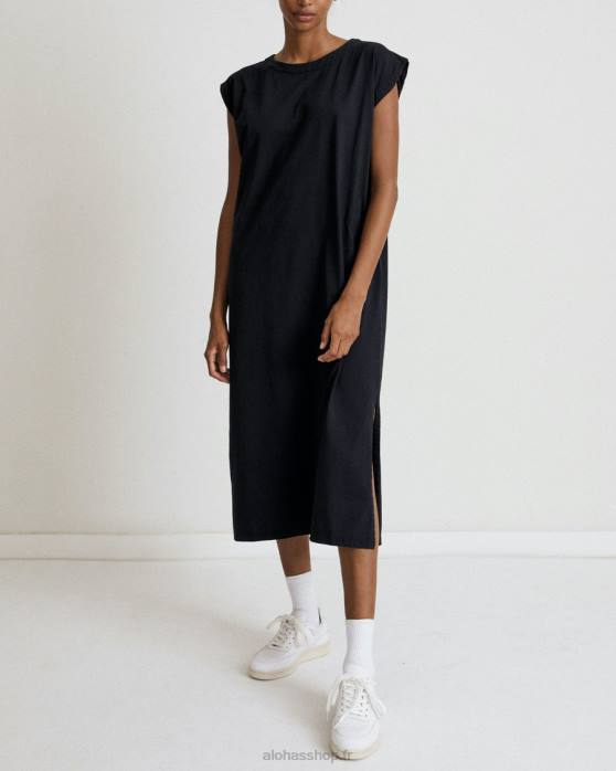 femmes noir P64N911 Alohas lossy - robe en coton noir