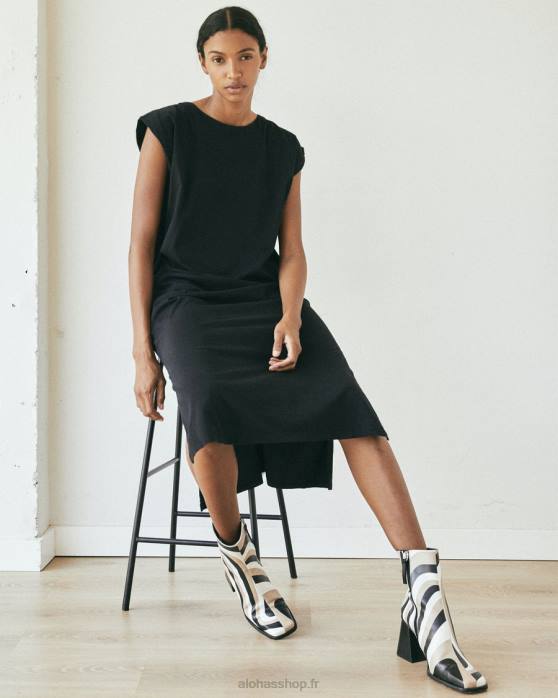 femmes noir P64N911 Alohas lossy - robe en coton noir