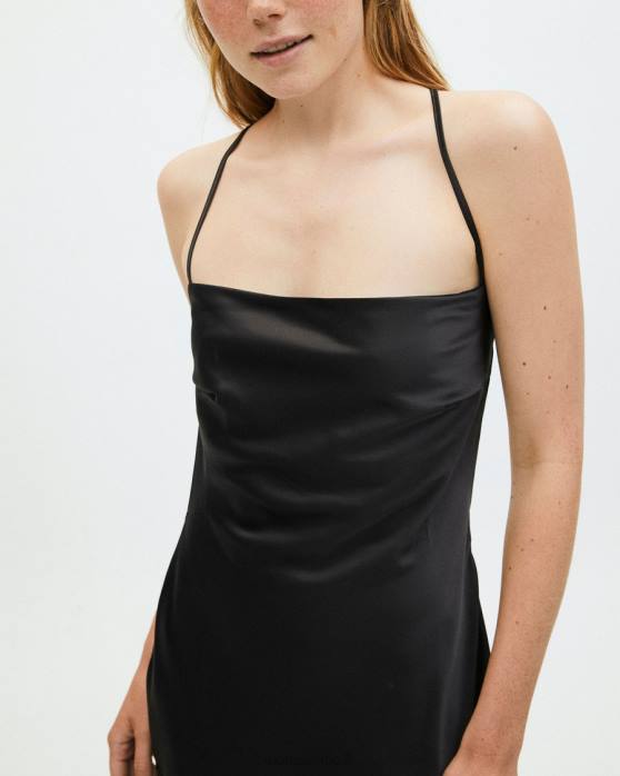 femmes noir P64N959 Alohas floue - robe en satin noir
