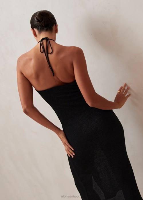 femmes noir brillant P64N803 Alohas dancefloor glim - robe en maille noire