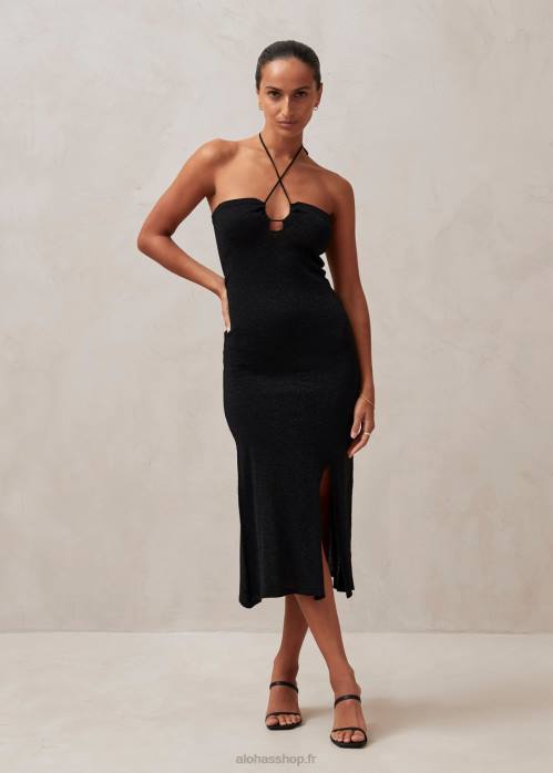 femmes noir brillant P64N803 Alohas dancefloor glim - robe en maille noire