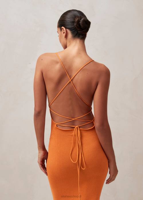 femmes orange clémentine P64N603 Alohas bretelle délicate - robe en maille orange
