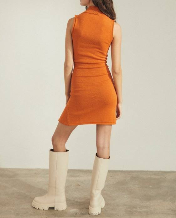 femmes orange clémentine P64N667 Alohas idole - robe ajustée orange
