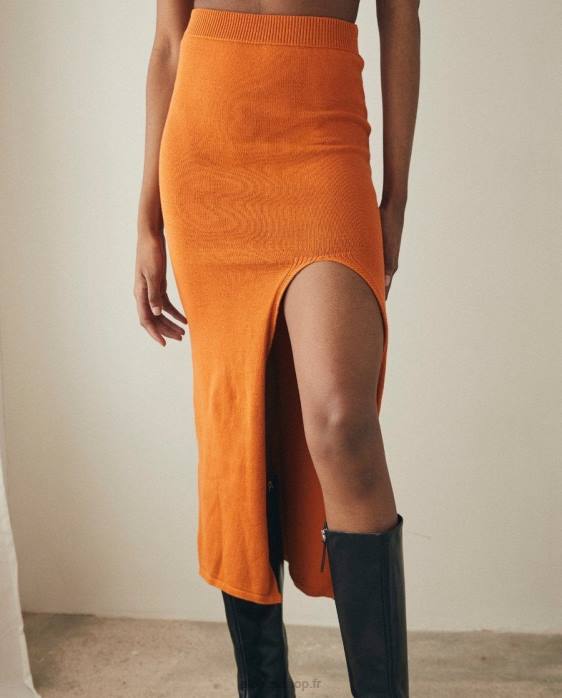 femmes orange clémentine P64N799 Alohas promo - jupe en maille de coton orange