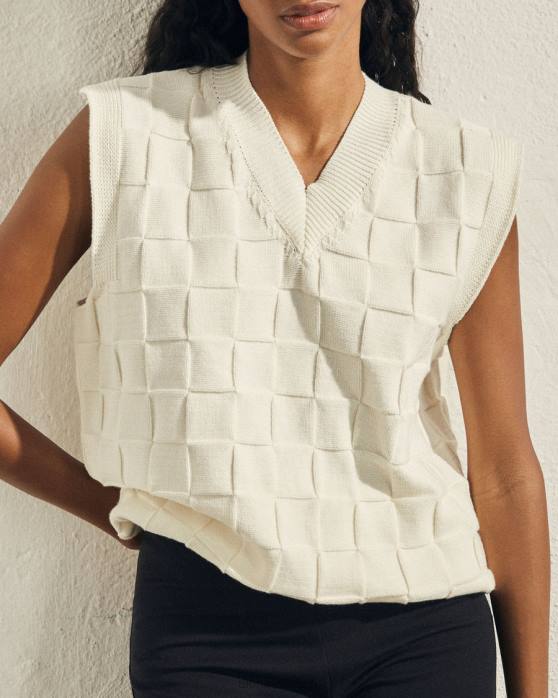 femmes Ivoire P64N714 Alohas temps plein - gilet en tricot blanc