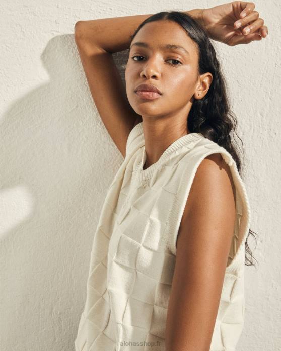 femmes Ivoire P64N714 Alohas temps plein - gilet en tricot blanc