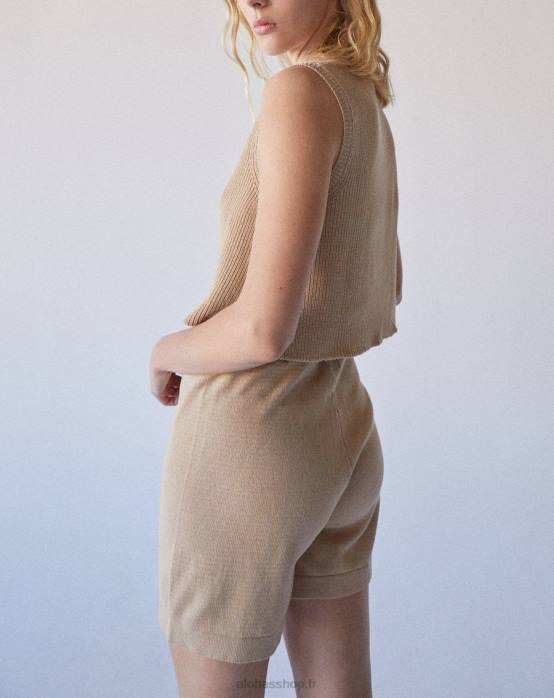 femmes beige amande grillée P64N857 Alohas spacieux - short en maille beige