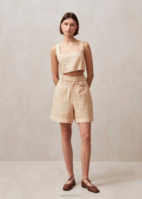 femmes beige lin P64N630 Alohas boa - short en lin beige