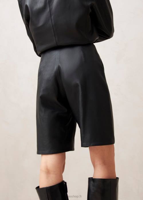 femmes noir P64N1020 Alohas toulouse - short en cuir noir