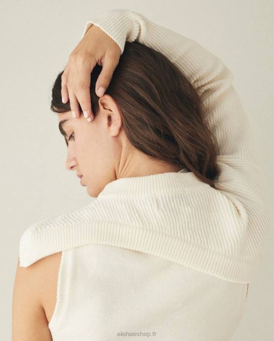 femmes Ivoire P64N875 Alohas créateur - haut en maille blanc