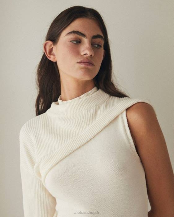 femmes Ivoire P64N875 Alohas créateur - haut en maille blanc