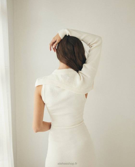 femmes Ivoire P64N875 Alohas créateur - haut en maille blanc