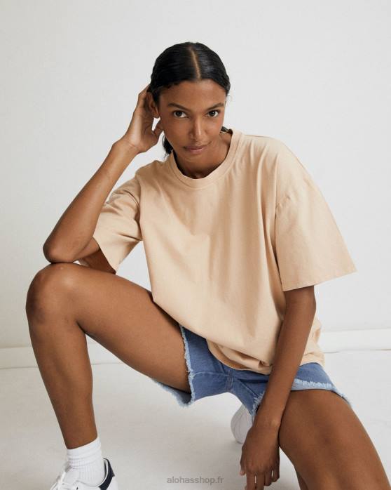 femmes beige amande grillée P64N863 Alohas slack - haut en coton beige