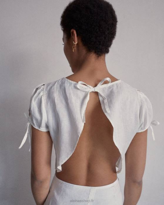 femmes blanc P64N951 Alohas dreamland - haut en lin blanc