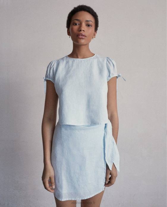 femmes bleu bébé P64N950 Alohas dreamland - haut en lin bleu
