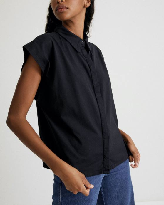 femmes noir P64N595 Alohas home - haut en coton noir