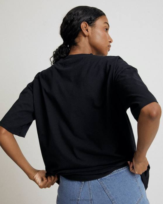 femmes noir P64N862 Alohas slack - haut en coton noir