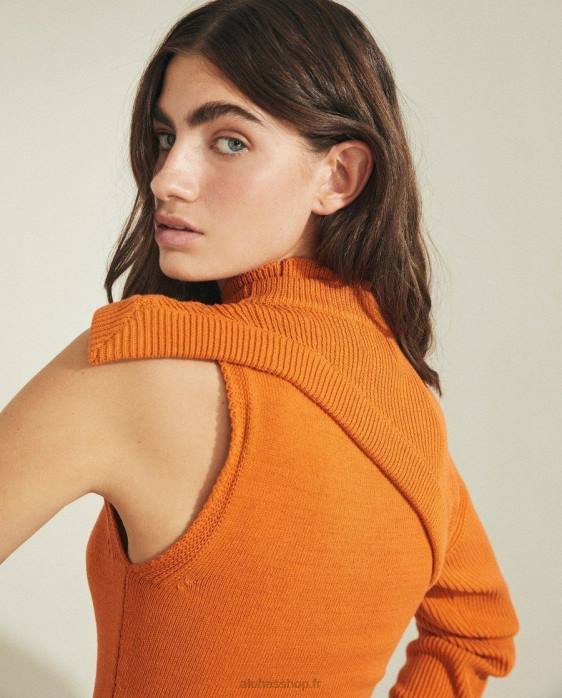 femmes orange clémentine P64N877 Alohas créateur - haut en maille orange