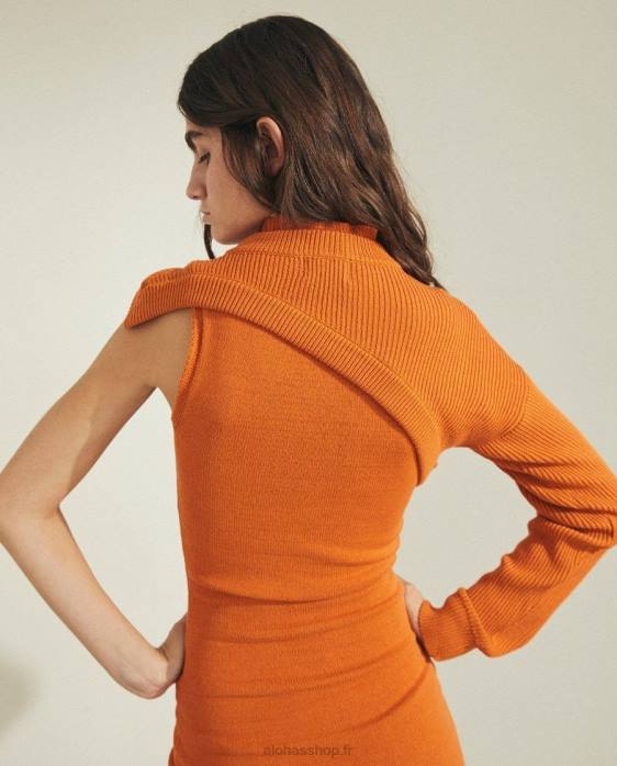 femmes orange clémentine P64N877 Alohas créateur - haut en maille orange