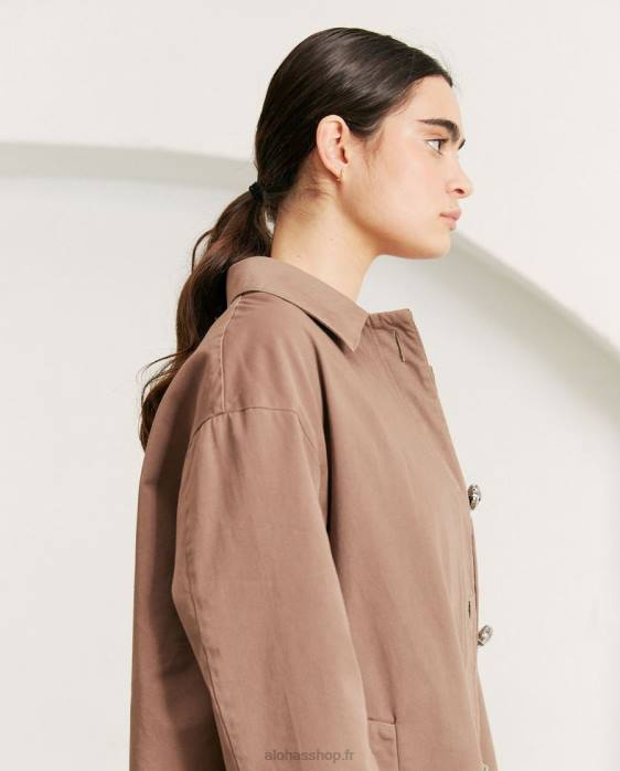 femmes brun muscade P64N1007 Alohas flash - veste en coton marron