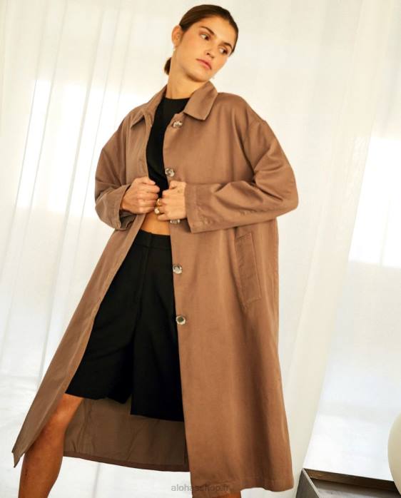 femmes brun muscade P64N1007 Alohas flash - veste en coton marron