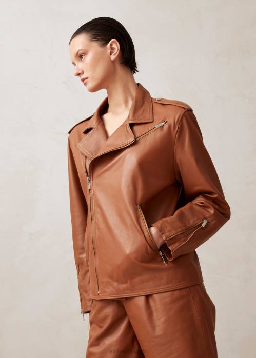 femmes chameau P64N1016 Alohas paris - veste en cuir marron