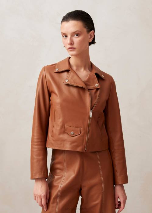 femmes chameau P64N1022 Alohas tours - veste en cuir marron