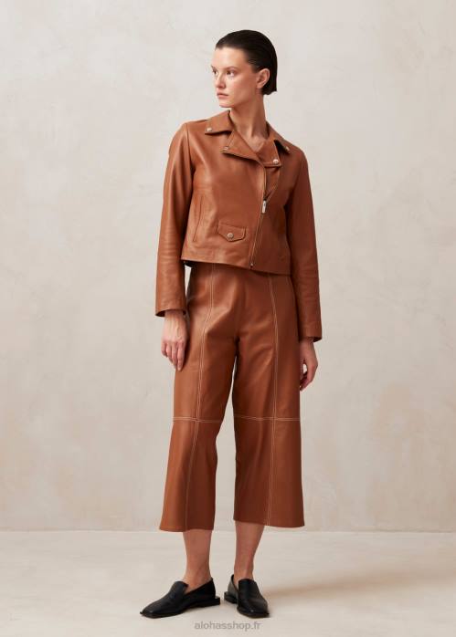 femmes chameau P64N1022 Alohas tours - veste en cuir marron