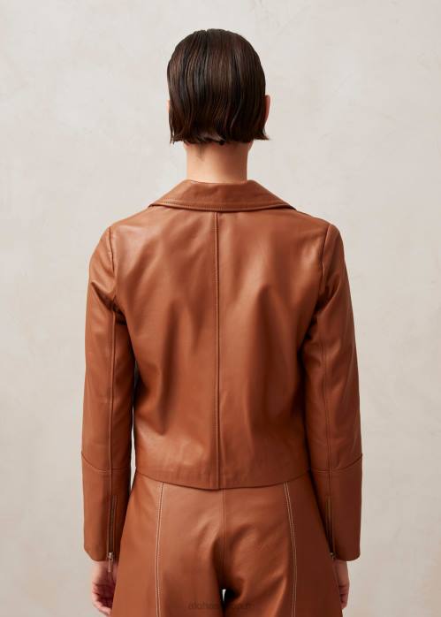 femmes chameau P64N1022 Alohas tours - veste en cuir marron