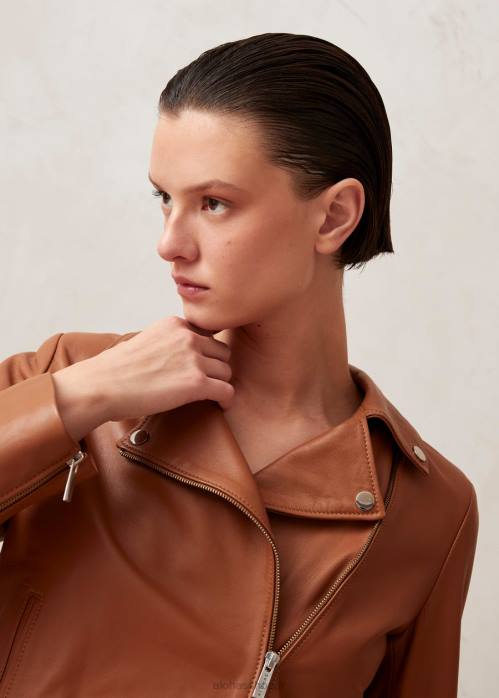femmes chameau P64N1022 Alohas tours - veste en cuir marron