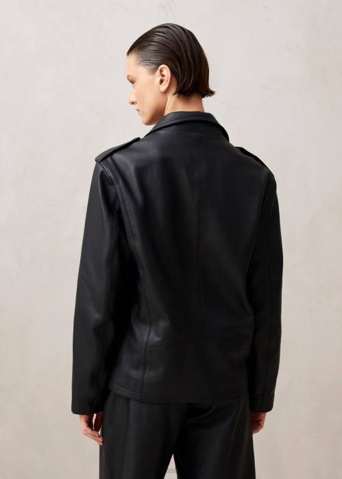 femmes noir P64N1017 Alohas paris - veste en cuir noir