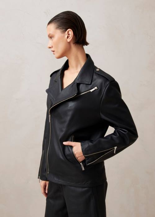 femmes noir P64N1017 Alohas paris - veste en cuir noir