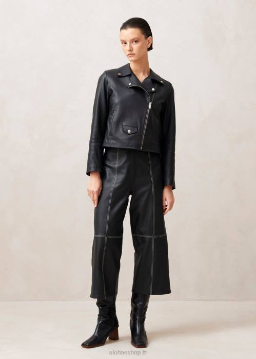femmes noir P64N1023 Alohas tours - veste en cuir noir