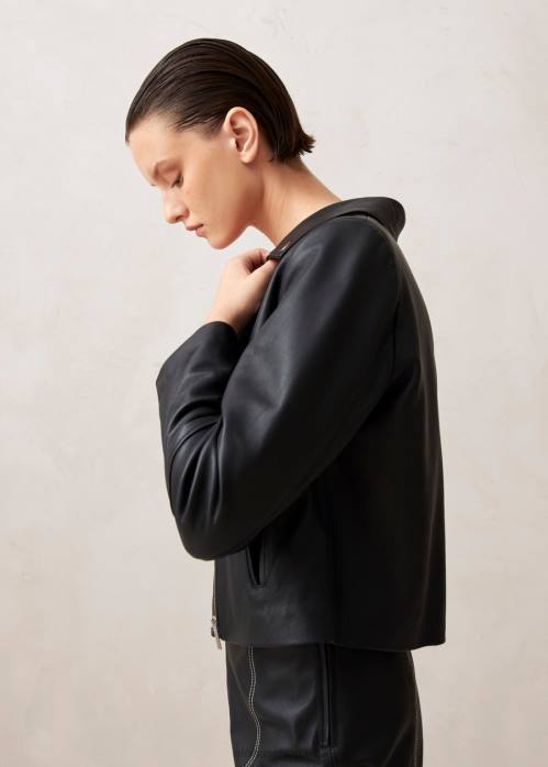 femmes noir P64N1023 Alohas tours - veste en cuir noir