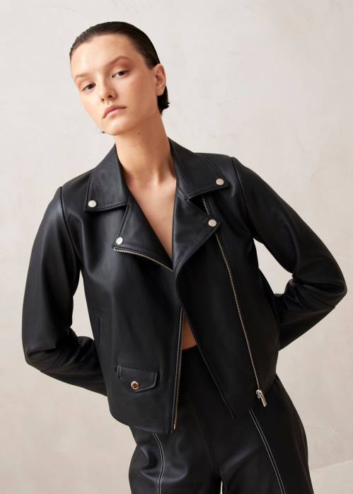 femmes noir P64N1023 Alohas tours - veste en cuir noir
