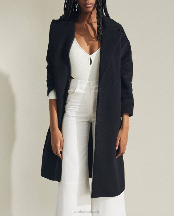 femmes noir P64N883 Alohas tentation - manteau en laine noir